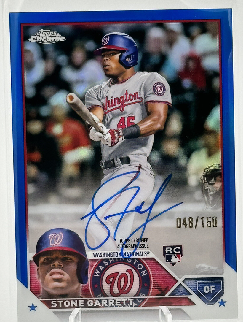 STONE GARRETT 2023 TOPPS CHROME #RA-SG ROOKIE BLUE REFRACTOR AUTO /150 RC