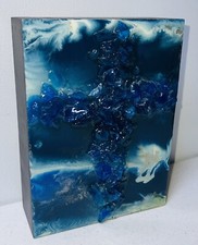 8  Epoxy 3D Blue Wall Cross Decor