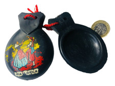 Castanets Music Instrument Black Painted Vintage ra