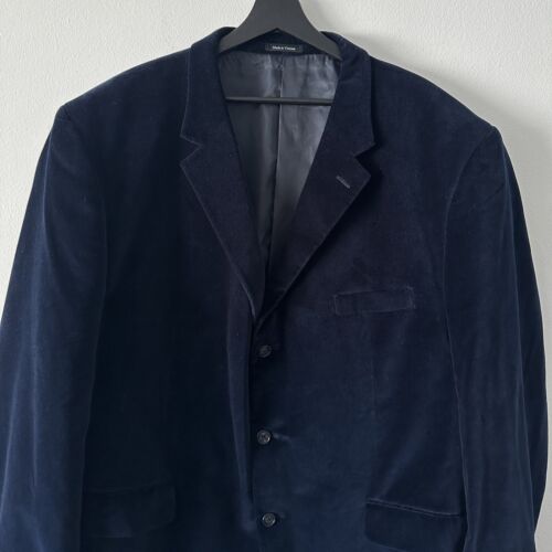 Linea Uomo Blue Velvet Suit Jacket Size 52L - Picture 3 of 10