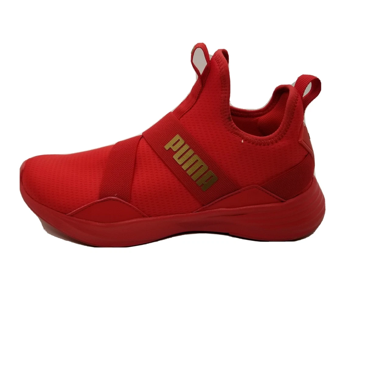 Red and gold puma shoes 2025