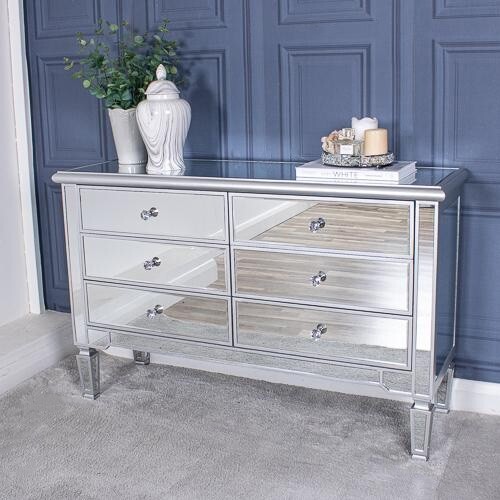 Chelsea Silver Mirrored Chest of Drawers Bedroom Furniture Storage