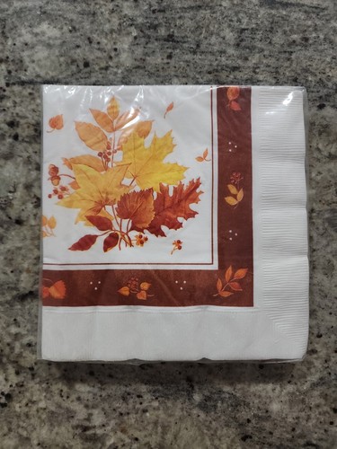 VTG Pack Of 16 Hallmark Fall Leaves Luncheon Napkins New - Picture 1 of 4