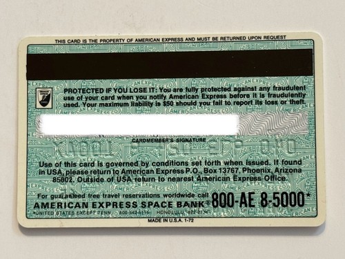 American Express USA Vintage Credit Card Black Numbers 1973 Exp The Money Card - Picture 2 of 2