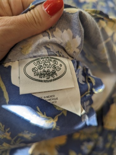Laura Ashley EMILIE Standard Pillow Shams Blue Yellow Floral ~ Set Of 2 Faded - Picture 4 of 7