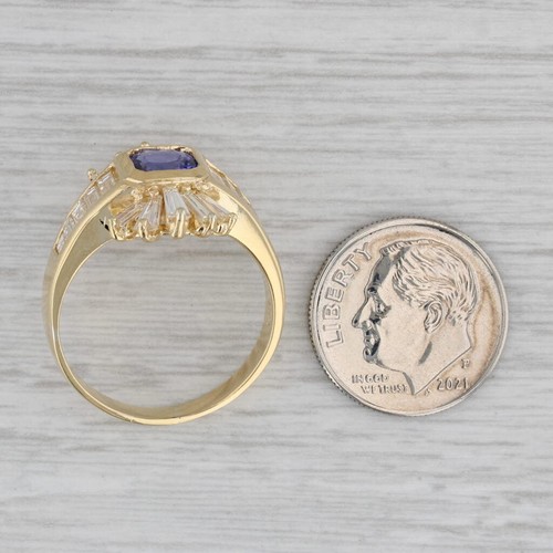 2.75ctw Tanzanita Anillo con Diamante 18k Oro Amarillo Talla 8.75 Cóctel - Imagen 7 de 10