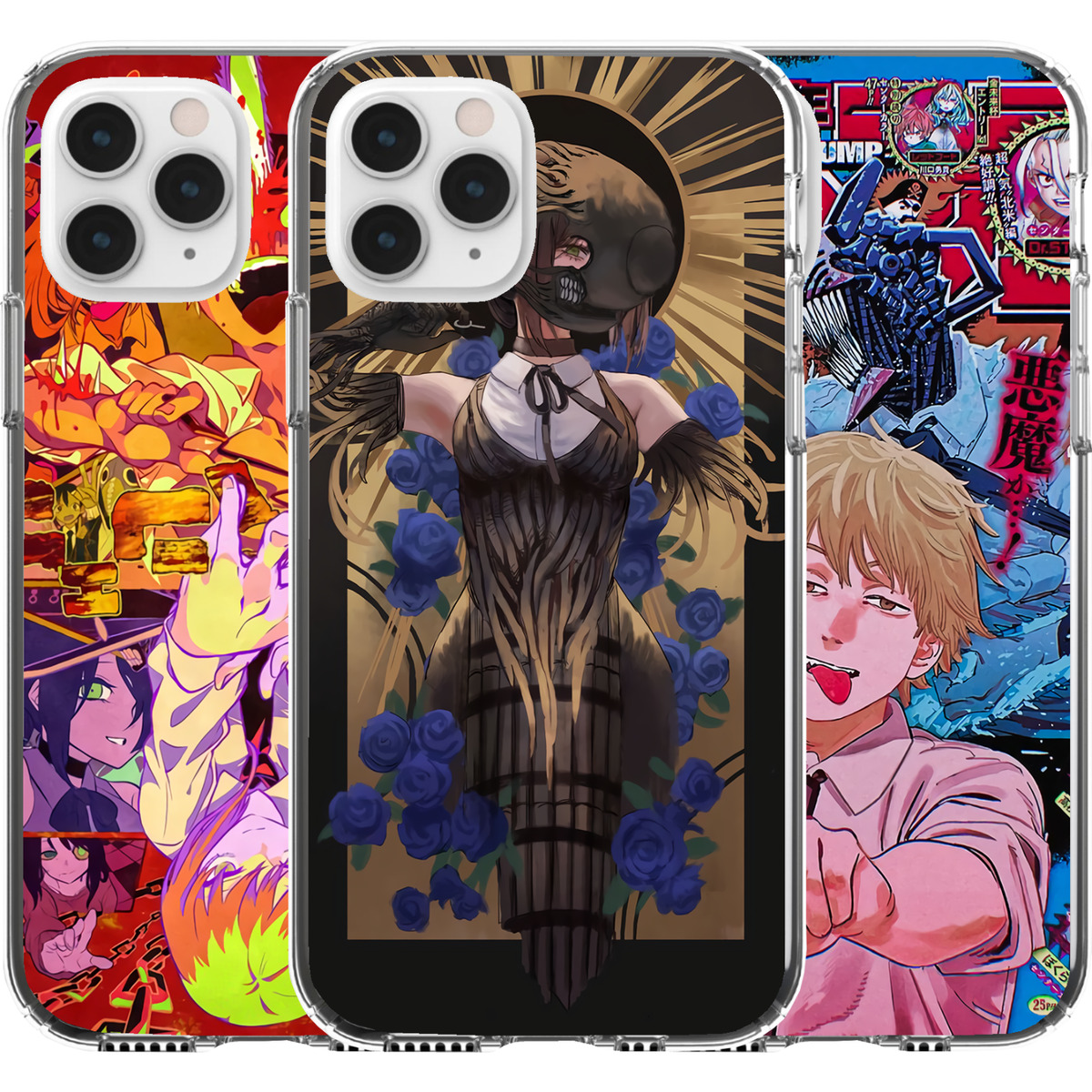 Silicone Cover Case Anime Manga Chainsaw Man Denji Power Makima Devil Waifu  Cute