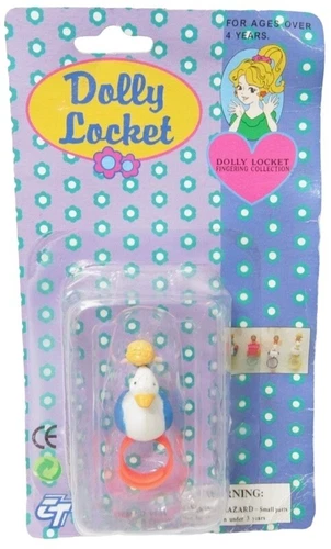 Faux Polly Pocket Dolly Locket Fingering Collection Swan Ring NEW in Package