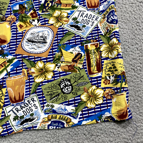 Big Dogs Shirt Mens Extra Large Blue Hawaiian Aloha Cocktails List Beach Rayon - Picture 6 of 10