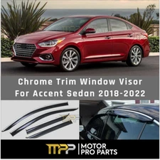 For Hyundai Accent 2018-2022 Window Vent Visors w/Chrome Trim Wind Sun Deflector