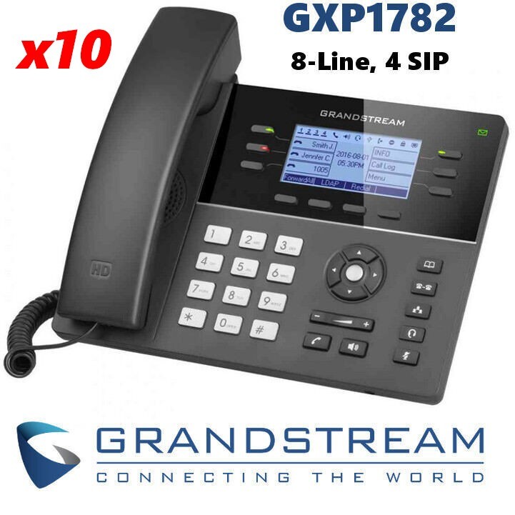 10 Pack Grandstream GXP1782 8-Line 4 SIP Dual Gigabit IP Phone HD Audio PoE Lot
