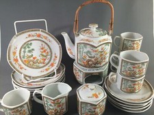 CHINA Kanne Service ASIA Teller Teeservice Teetasse Stövchen Kanne Teller