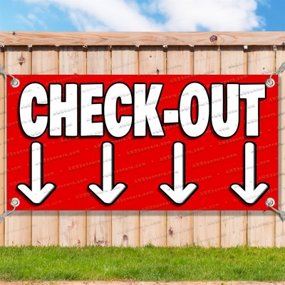 CHECK OUT DOWN ARROW Advertising Vinyl Banner Flag Sign Many Sizes USA