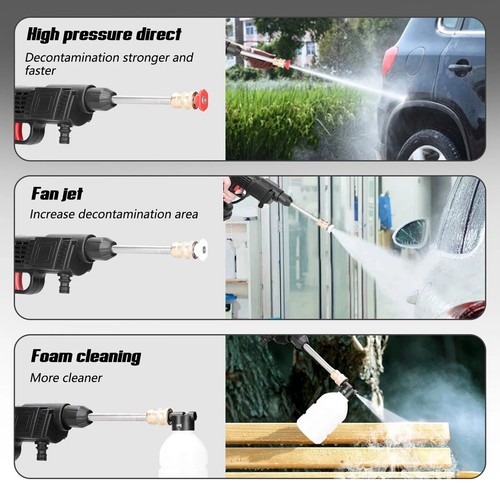 1500W Electric Car Pressure Washer Cordless Spray Gun W/ 2 Battery Water Cleaner - Picture 5 of 10