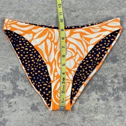 New Maaji Reversible Swim Bikini Bottoms Tropical Orange or Spotted Navy Sz S - Picture 9 of 10