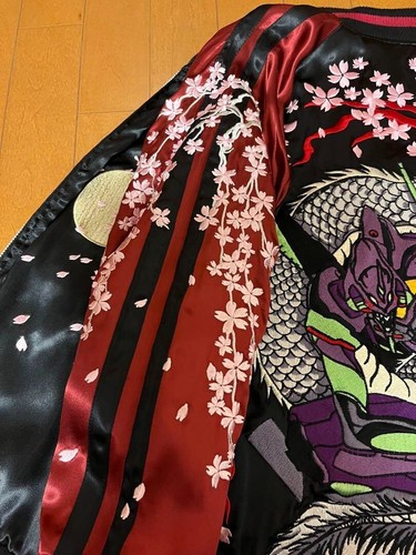 Nishiki x Evangelion Eva-01 Jacket Sukajan Reversible Black JP M (US S) - Picture 3 of 8