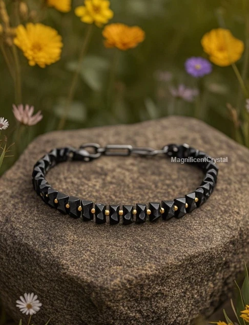 Premium Hematite Stone Bracelet Men Energy Healing Reiki Gift Silver Clasp - Image 2 of 4