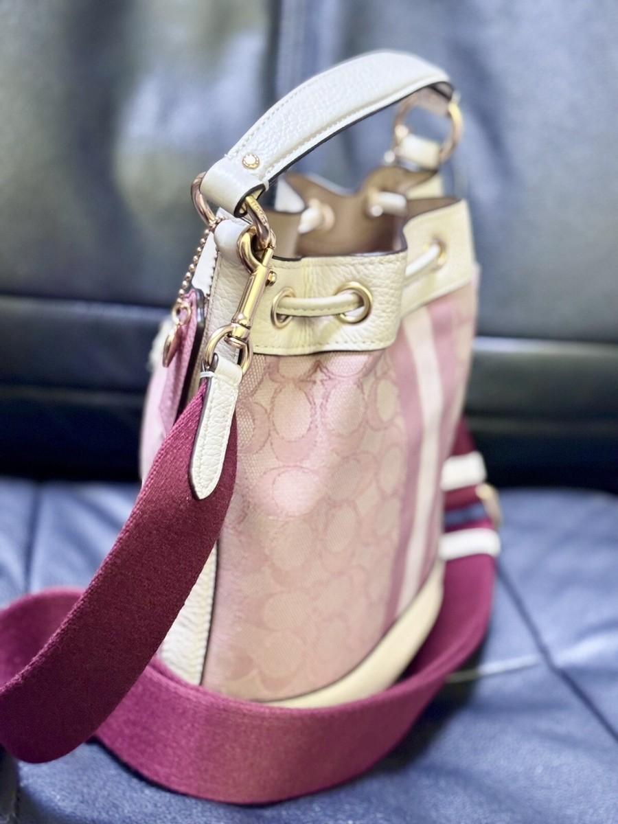 NWT Coach Dempsey Bucket Bag 19 In Signature Jacquard With Patch