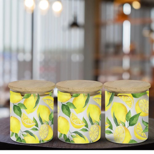 Lemons Frosted Candle Jar, Tealight With Timer Included - Picture 4 of 6
