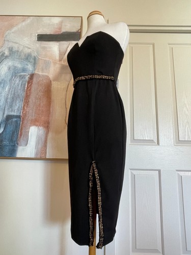 Womens Dress Pilgrim Melbourne Sexy Black & Gold Strapless Dress Size 10 - Picture 17 of 24