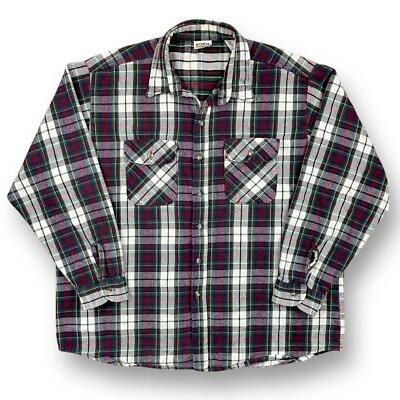 Vintage Five Brother Plaid Cotton Flannel Shirt Mens Size 2XL USA