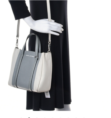 Marc Jacobs Grained Calfskin The Tag Tote Grey White | eBay