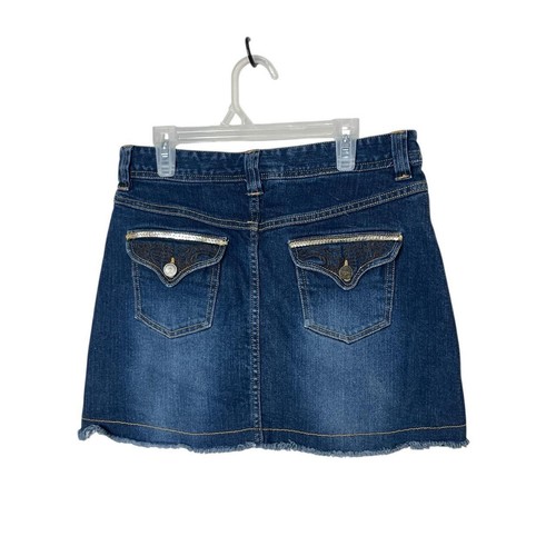 MaryKate And Ashley Y2K Blue Sequin Embellishments Patch Denim Skirt Girls 16 - Picture 5 of 8