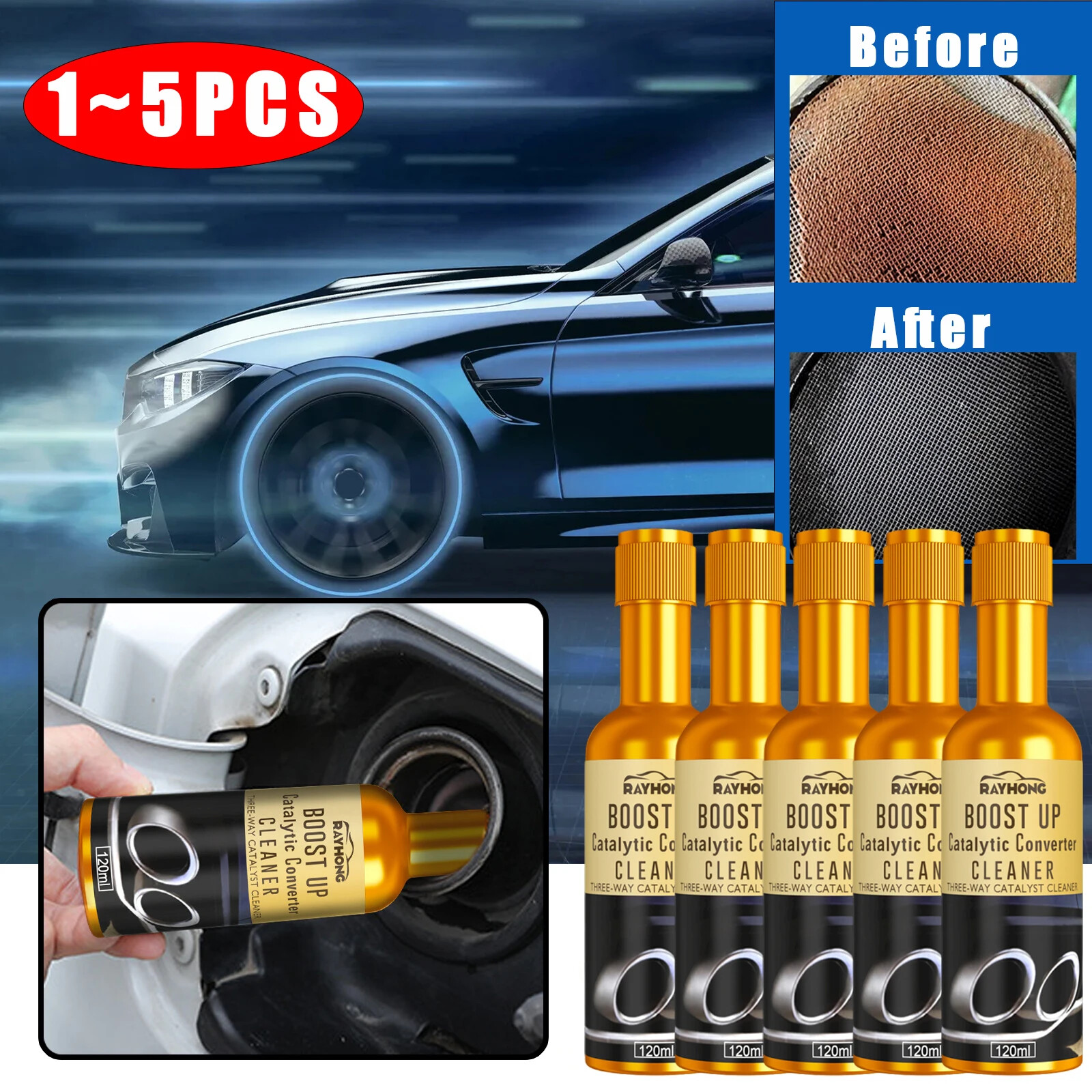 5pcs 120ml Car Catalytic Converter Cleaner Boosts Engine Performance