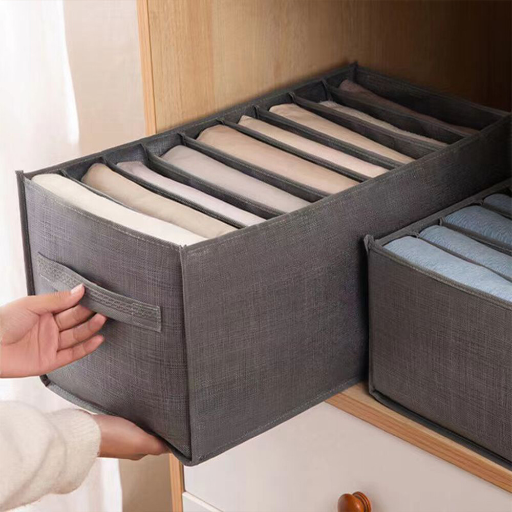 Jeans Compartment Storage Box Closet Mesh Separation Pants Drawer Home Organizer-image