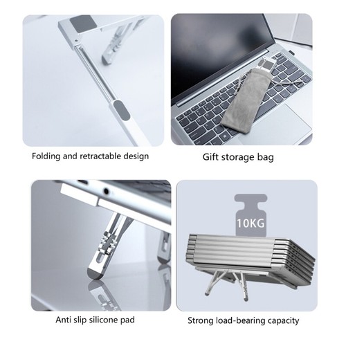 Ergonomic Laptop Holder Foldable Computer Elevator with NonSlip Silicone Stand - Photo 5/8