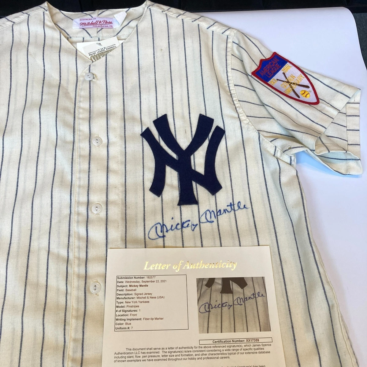 Mint Mickey Mantle Signed 1951 New York Yankees Rookie Game Model Jersey  JSA COA