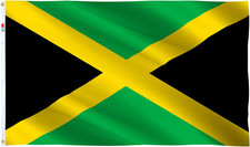 Double Sides Jamaica Flag 3X5Ft New- Large 100D Polyester for Moderate Outdoor I