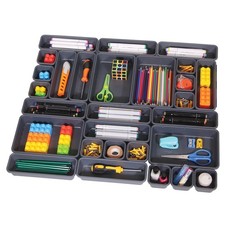 42 Pack Interlocking Desk Drawer Organizer Tray Dividers Plastic Shallow Narr...