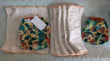 Newborn Cloth Diaper Set – Organic Prefolds & Covers (Size 1/2) With Freebies! ✨