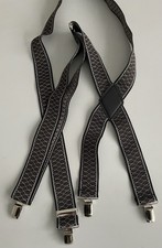 Men  s Trouser Braces, 1.5 Ins Wide, Silver-tone Clip, Brown White Black Pattern