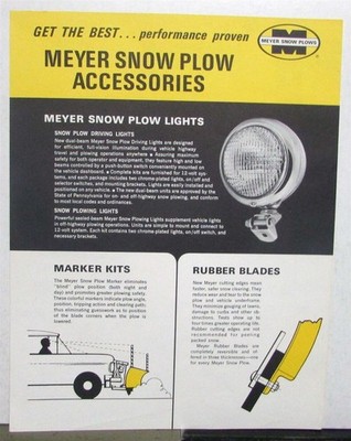 1960s Meyer Snow Plow Accessories Marker Kits Rubber Blades Sales Data Sheet