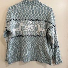 Snowflake Womens Christmas Knit Sweater Sz S/M Cottagecore Raindeer Holiday Cozy
