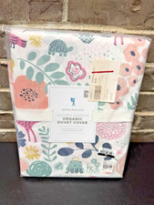 Pottery Barn Kids Organic Twin Duvet Cover Sashas Garden Flowers Animals NEW
