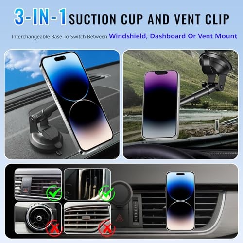 Magnetic Car Phone Holder for Dashboard Windshield Vent Phone Mount with - 第 4/7 張圖片