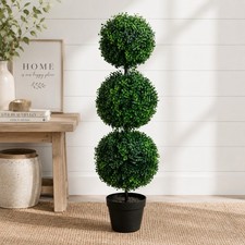 3' Topiary Boxwood Triple Ball Artificial Tree UV Indoor/Outdoor Home Decor.