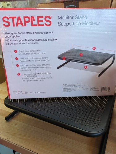 New Staples Adjustable Steel Monitor Black Stand w/Box - 第 5/5 張圖片