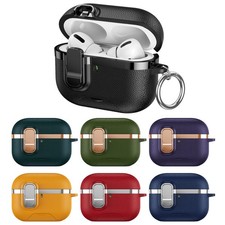 For Apple AirPods 4th Gen/Pro 3/2 Shockproof Leather Lock Stand Case  Keychain