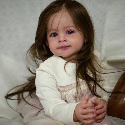 30'' Reborn Doll Toddler Girl with Rooted Hair, Painted Vinyl Cloth Body Gift