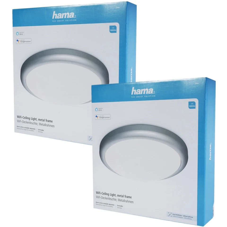 2x Hama WiFi LED Deckenleuchte 18W 120W dimmbar WLAN Deckenlampe App-Steuerung - Bild 2 von 4