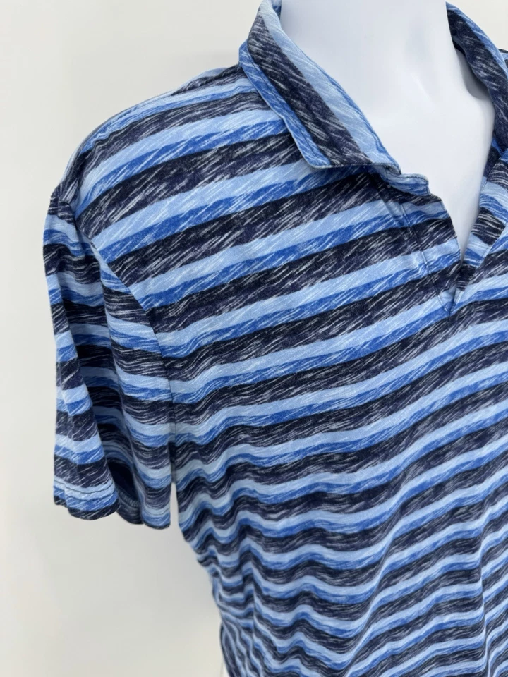 Michael Bastian Men's XL Polo Shirt Blue Striped 100% Cotton Designer - Image 3 of 4