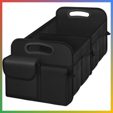 Car Trunk Organizer Collapsible Waterproof Storage SUV Sedan Black 2 Compartment