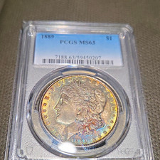 1889 $1 Morgan Silver Dollar PCGS MS63, SUPER TONER, BLUEBERRY!!!