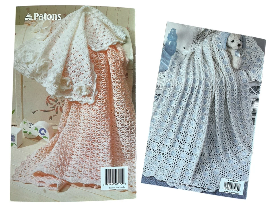 Lot of 2 Little Books Baby Afghans Outfits Crochet Patterns Patons Leisure Art - Image 2 of 4