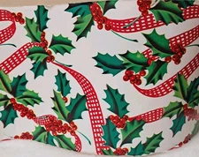 Vintage Department Store Christmas Wrapping Paper Spool Holly Berries Ribbon