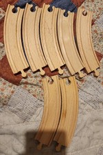 Lot Of 7 Vintage Brio Curved Wooden Tracks